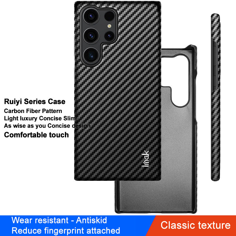 IMAK Ruiyi Series for Samsung Galaxy S23 Ultra Carbon Fiber Texture Phone Case PU Leather Coated PC Slim Fit Cover IMAK Ruiyi Series for Samsung Galaxy S23 Ultra Carbon Fiber Texture Phone Case PU Leather Coated PC Slim Fit Cover